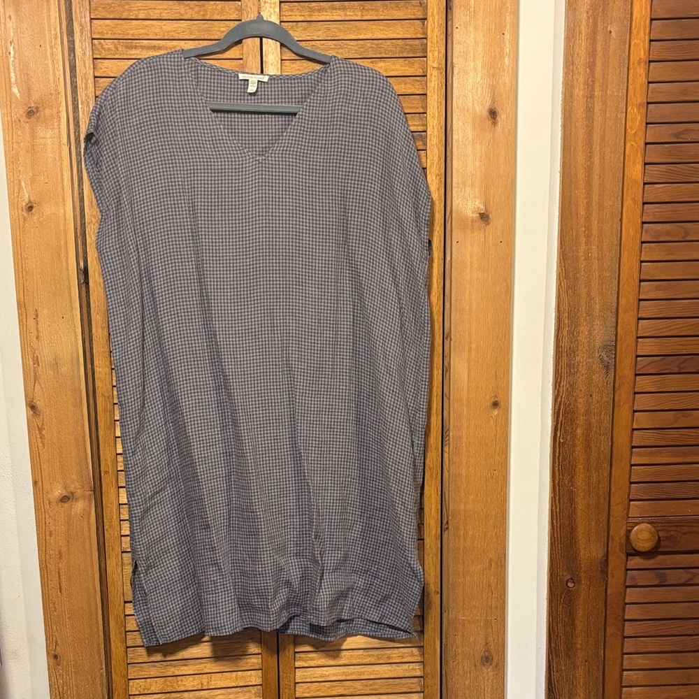 Eileen Fisher gingham gray dress